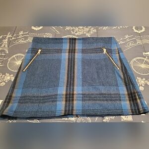 GAP Blue and Black Plaid A-Line Skirt